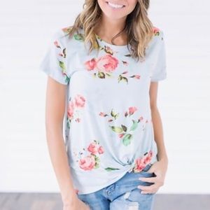 Floral Knot Front Top Blue Small
